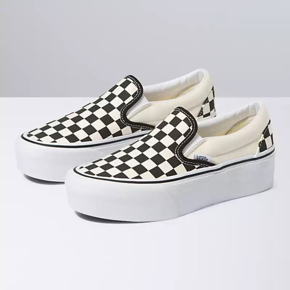 Vans stacked checkered platform sneakers